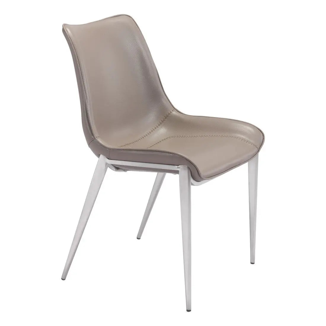 Set of Two Gray And Silver Upholstered Faux Leather Dining Side Chairs Homeroots Kitchen & Dining