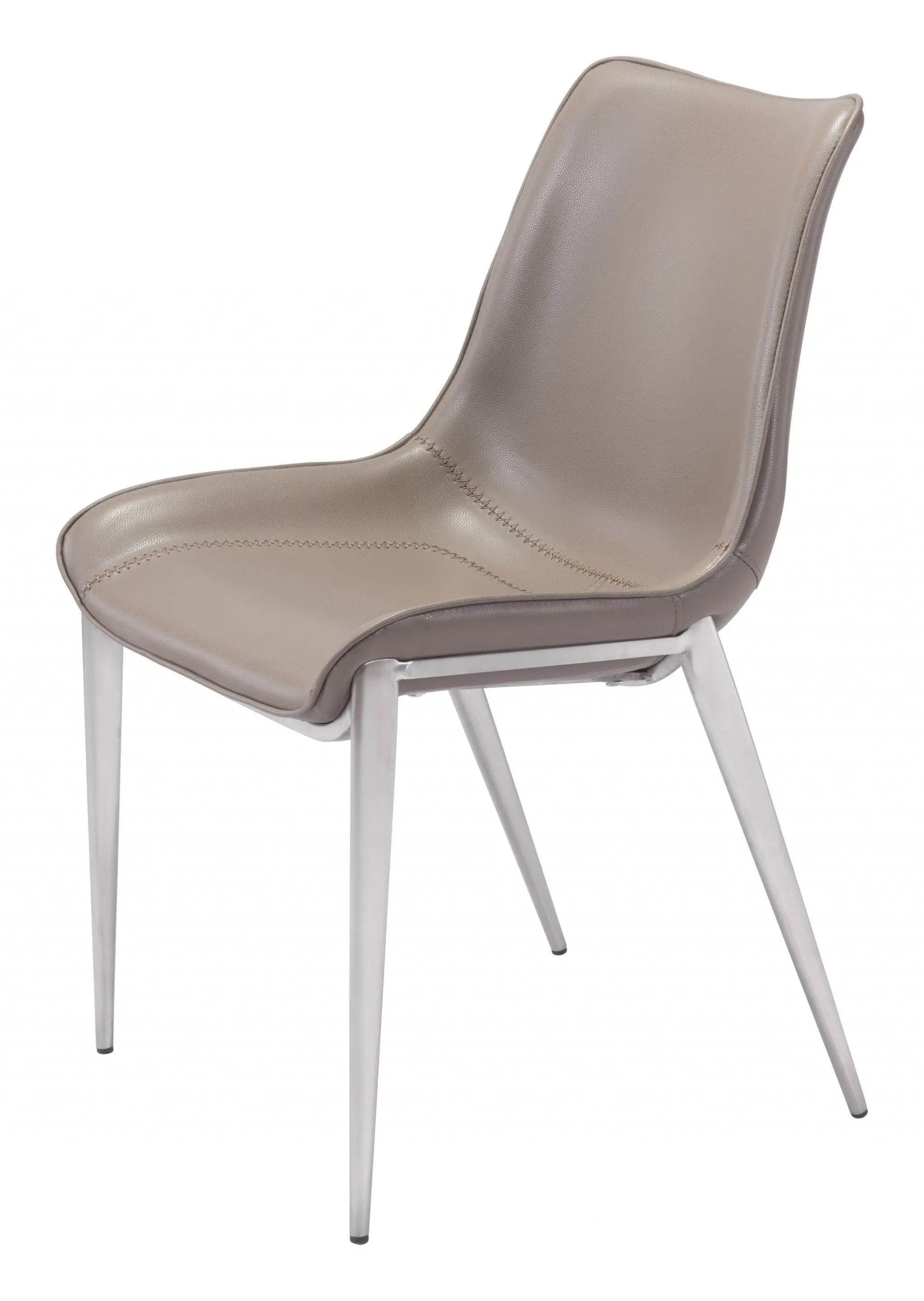 Set of Two Gray And Silver Upholstered Faux Leather Dining Side Chairs Homeroots Kitchen & Dining