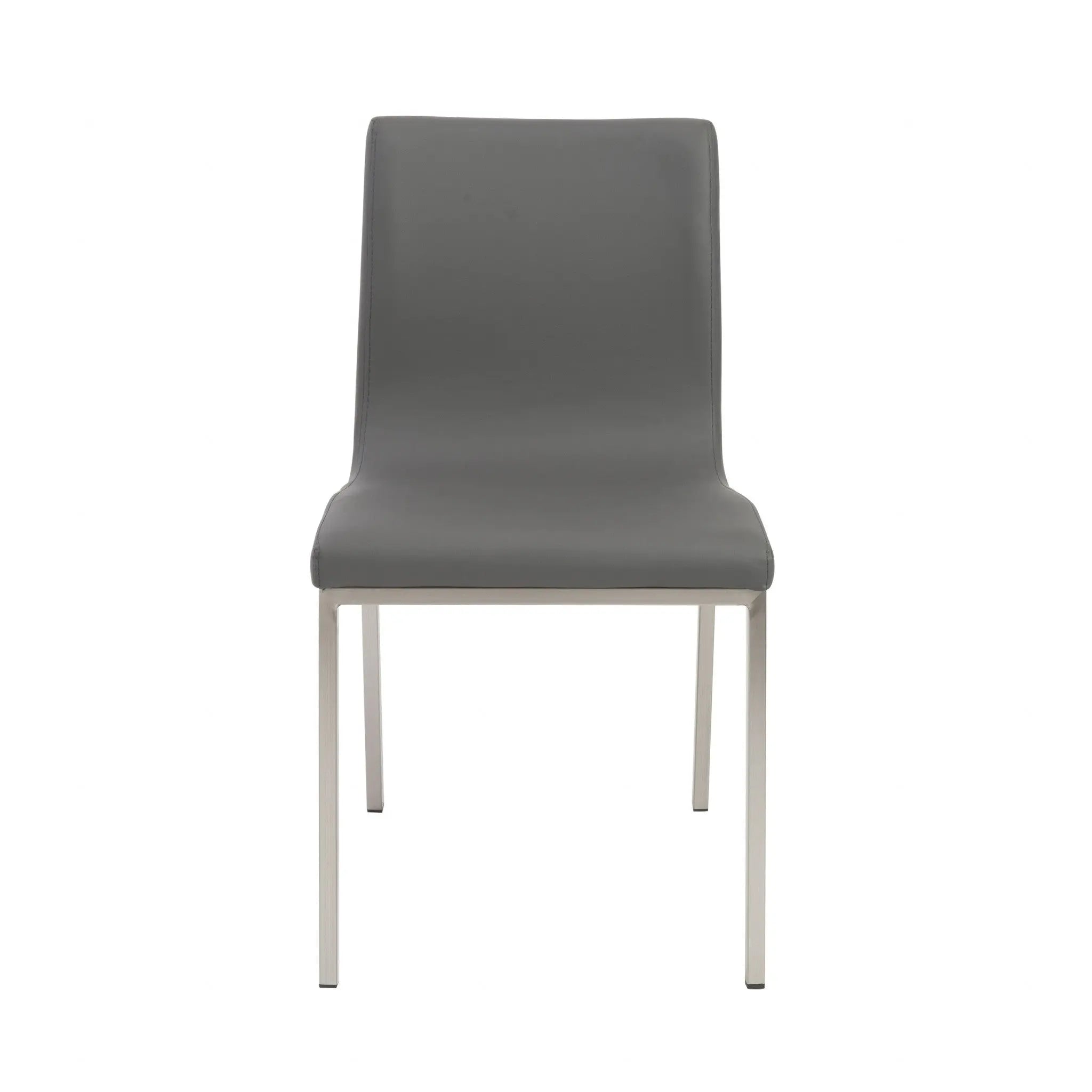 Set of Two Gray And Silver Upholstered Leather Dining Side Chairs Homeroots Kitchen & Dining