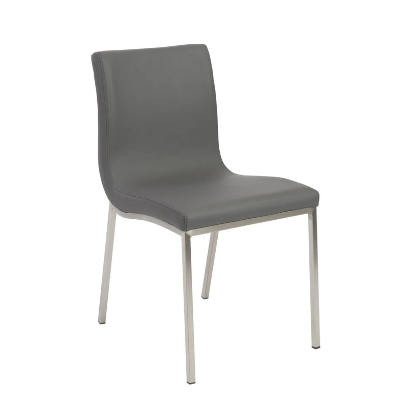 Set of Two Gray And Silver Upholstered Leather Dining Side Chairs Homeroots Kitchen & Dining