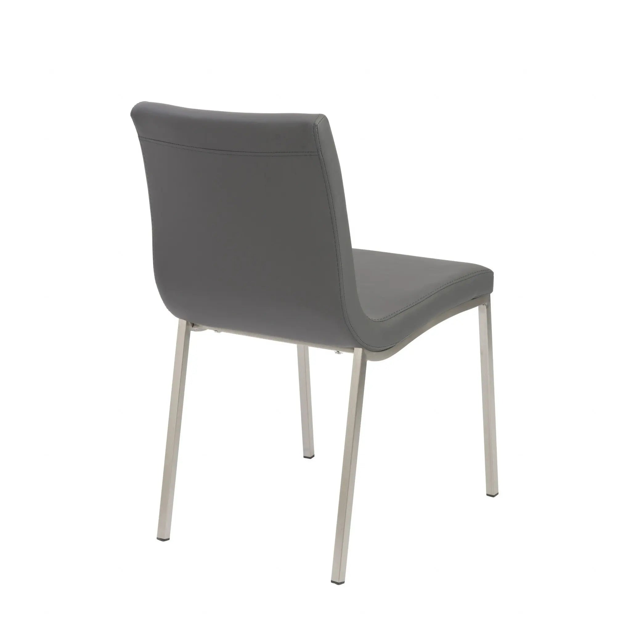 Set of Two Gray And Silver Upholstered Leather Dining Side Chairs Homeroots Kitchen & Dining