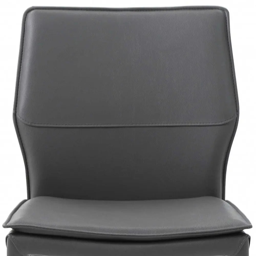 Set of Two Gray Slipcovered Upholstered Faux Leather Dining Side Chairs Homeroots Kitchen & Dining