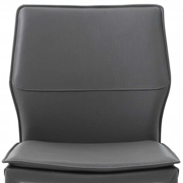 Set of Two Gray Slipcovered Upholstered Faux Leather Dining Side Chairs Homeroots Kitchen & Dining