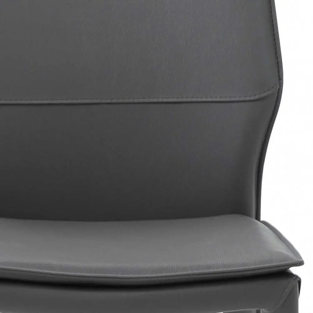 Set of Two Gray Slipcovered Upholstered Faux Leather Dining Side Chairs Homeroots Kitchen & Dining
