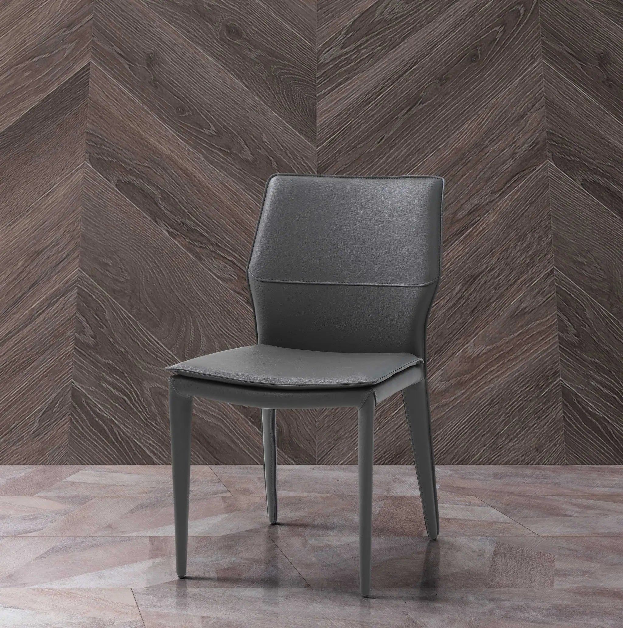 Set of Two Gray Slipcovered Upholstered Faux Leather Dining Side Chairs Homeroots Kitchen & Dining