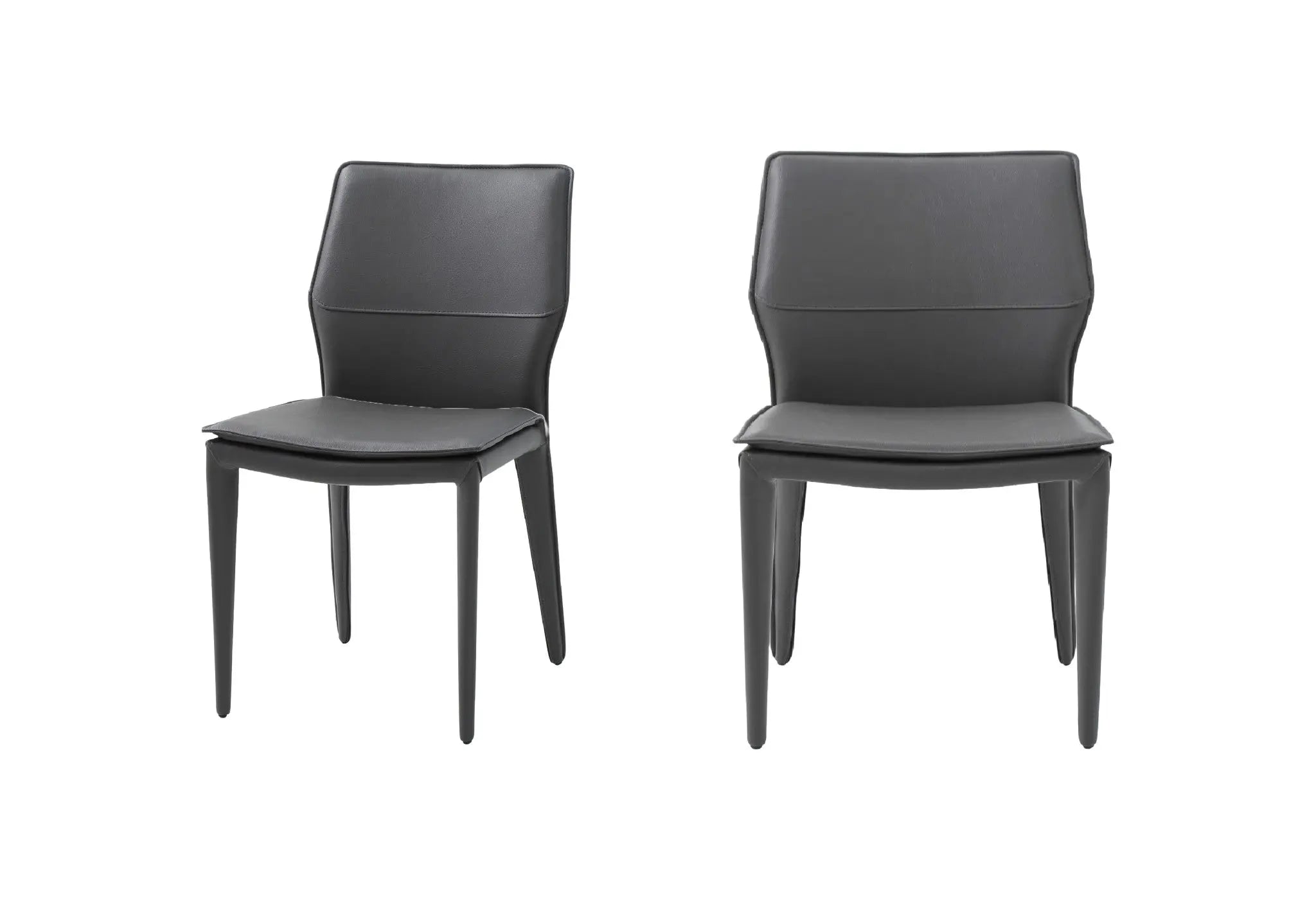 Set of Two Gray Slipcovered Upholstered Faux Leather Dining Side Chairs Homeroots Kitchen & Dining