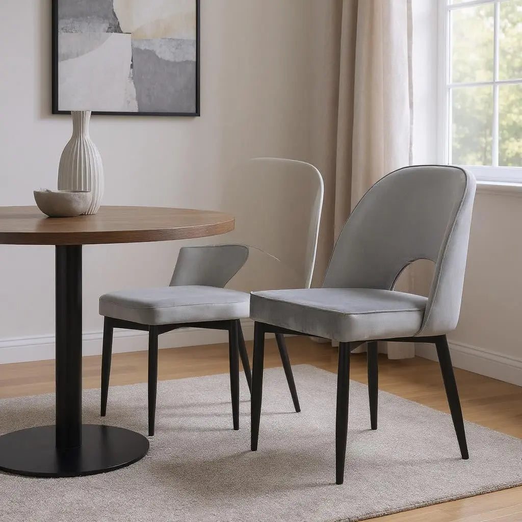 Set of Two Gray Slipcovered Velvet Dining Side Chairs Homeroots Kitchen & Dining