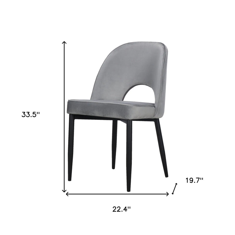 Set of Two Gray Slipcovered Velvet Dining Side Chairs Homeroots Kitchen & Dining