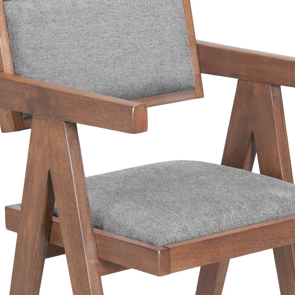 Set of Two Gray Solid Wood and Fabric Low Back Bar Chairs Homeroots Living Room