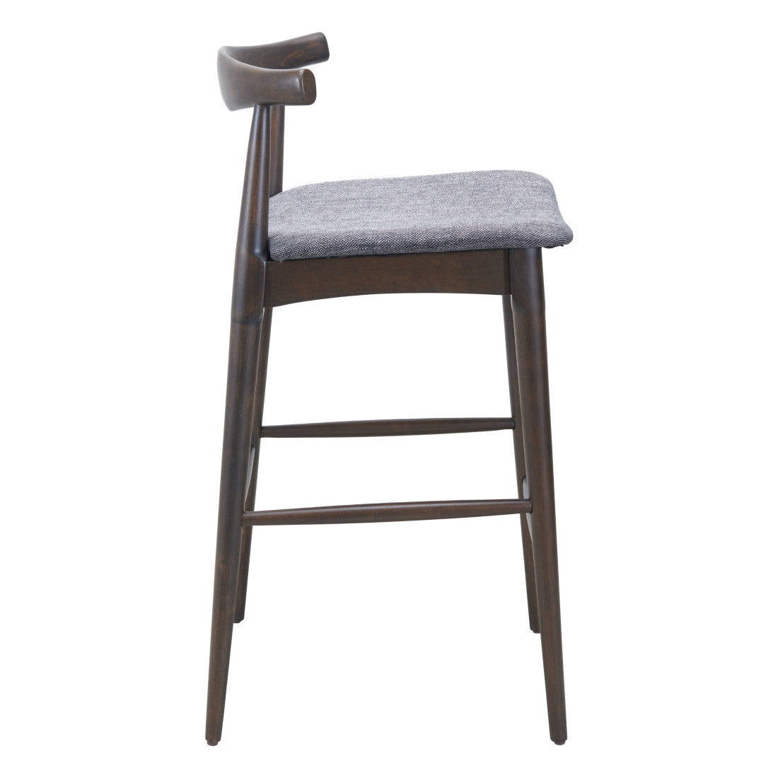 Set of Two Gray Solid Wood and Fabric Low Back Bar Chairs Homeroots Living Room