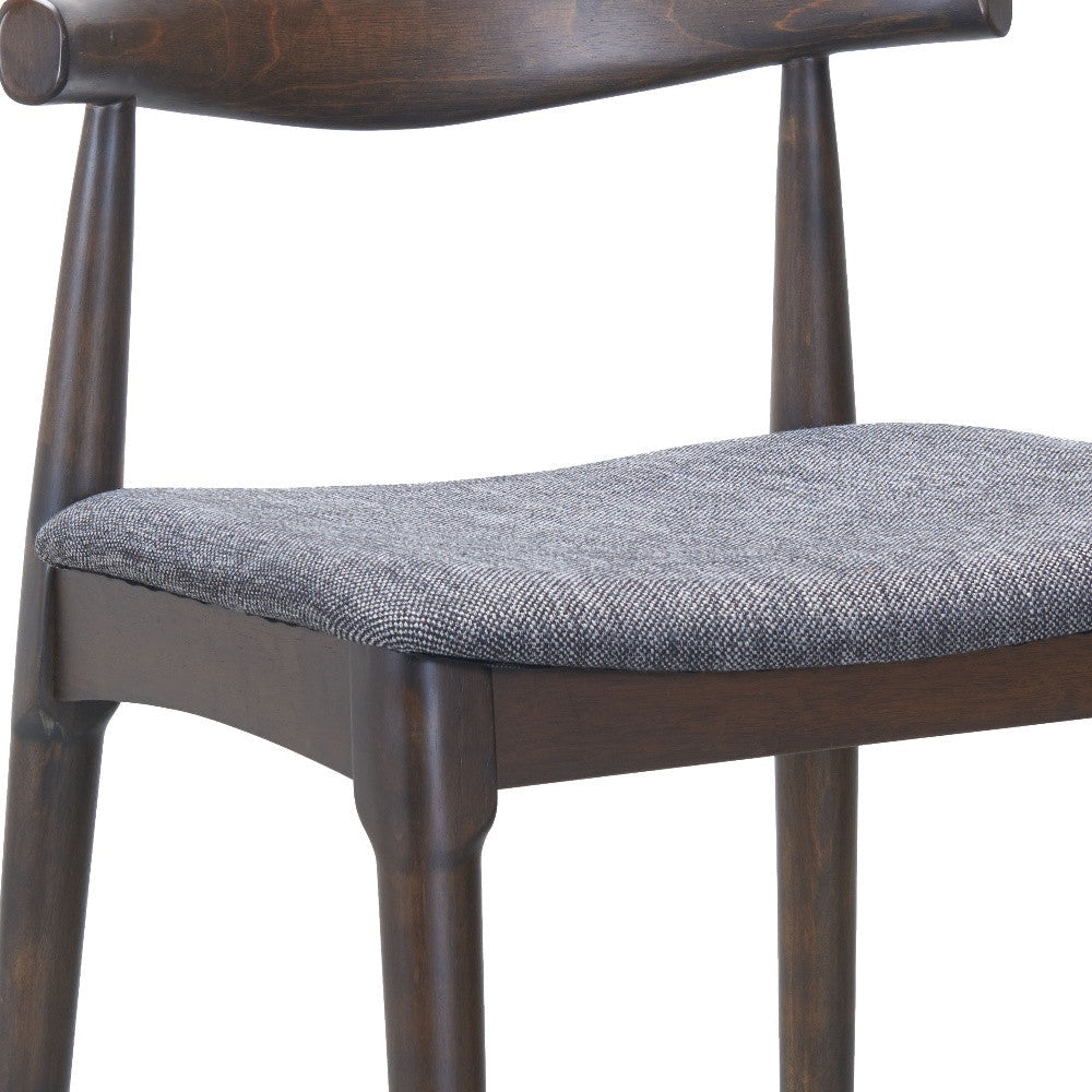 Set of Two Gray Solid Wood and Fabric Low Back Bar Chairs Homeroots Living Room