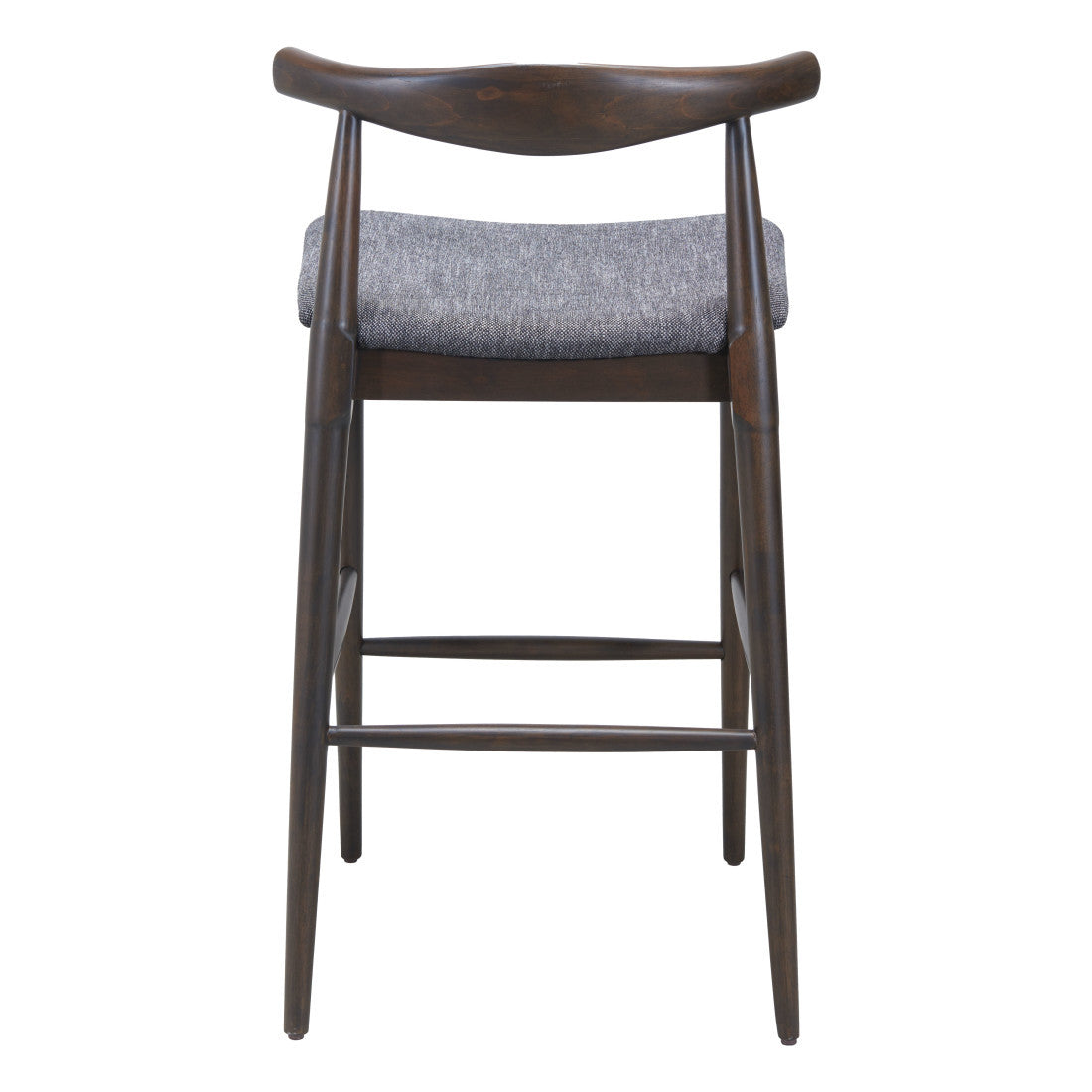 Set of Two Gray Solid Wood and Fabric Low Back Bar Chairs Homeroots Living Room