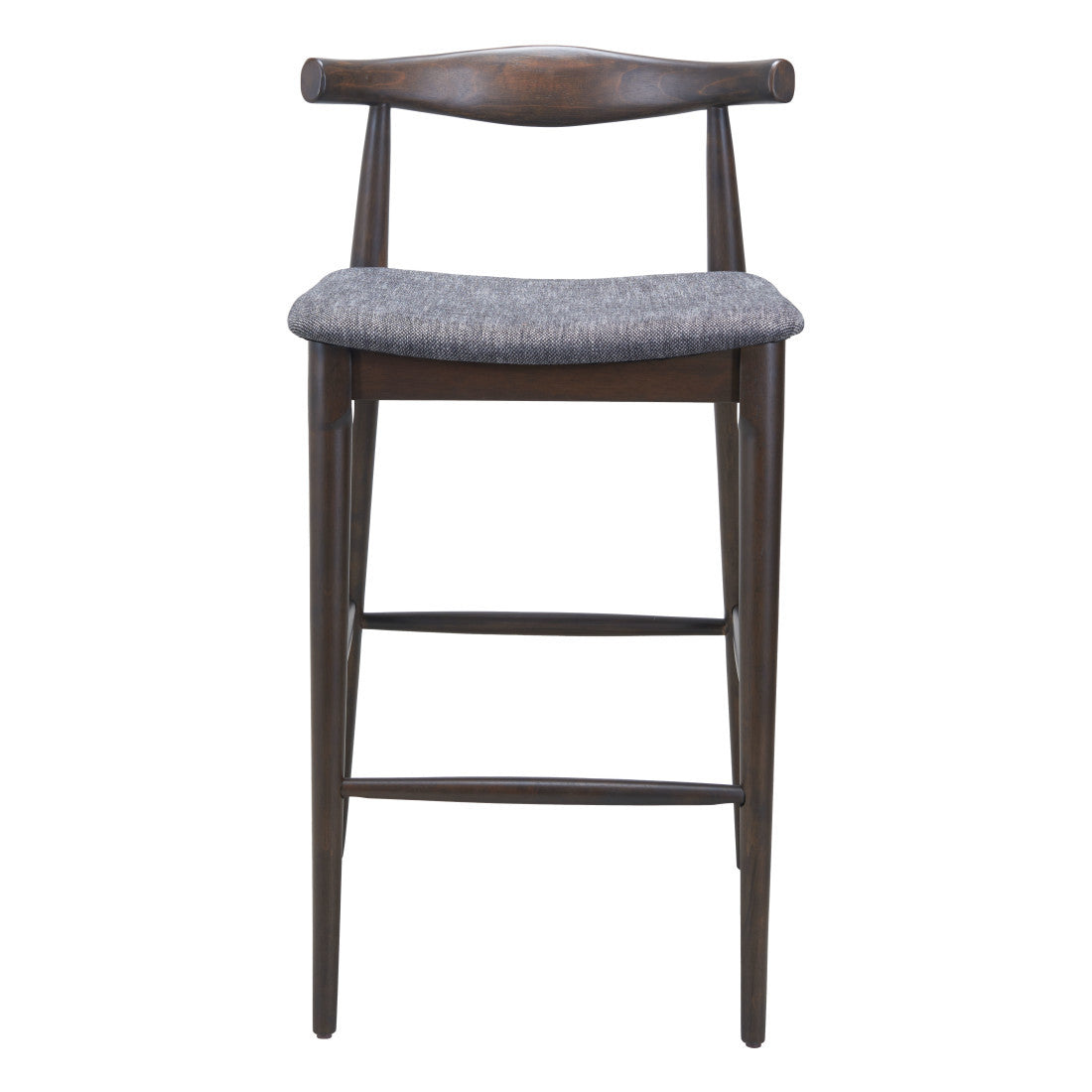 Set of Two Gray Solid Wood and Fabric Low Back Bar Chairs Homeroots Living Room