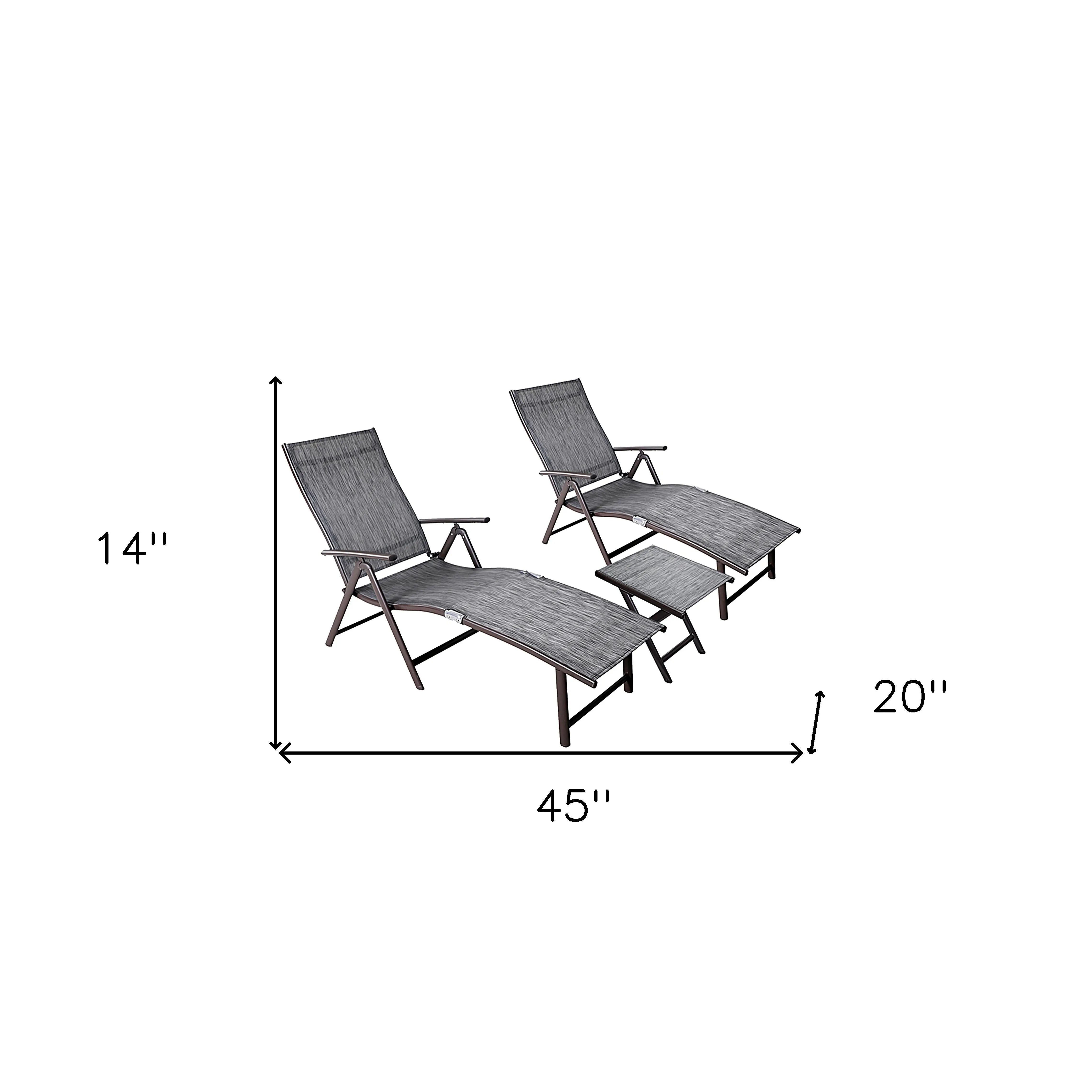 Set of Two Gray Steel Five Position Adjustable Outdoor Stacking Chaise Lounges Homeroots Outdoor