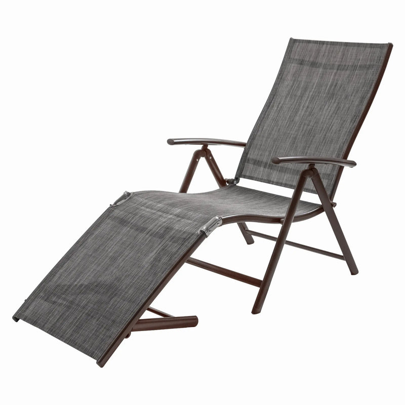 Set of Two Gray Steel Six Position Adjustable Outdoor Chaise Lounges Homeroots Outdoor