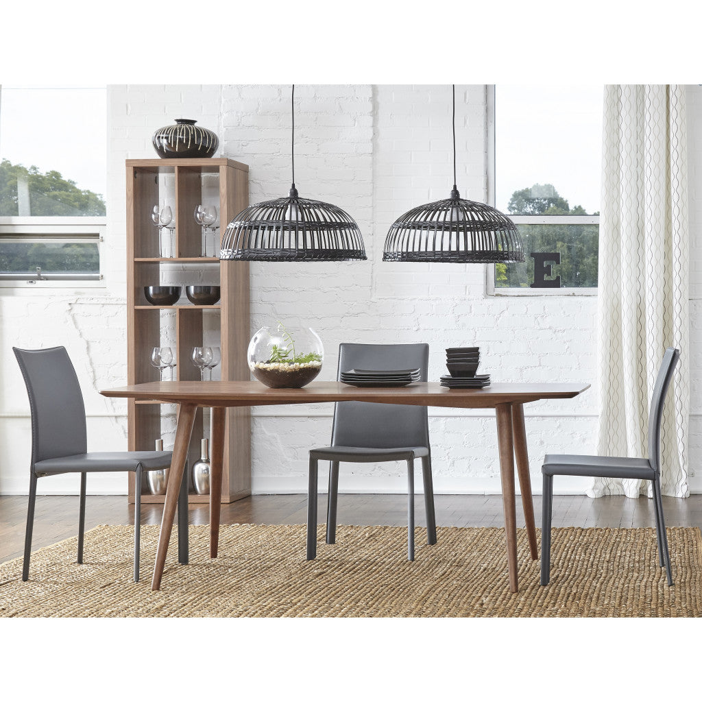 Set of Two Gray Upholstered Leather Dining Side Chairs - GreatEagleInc