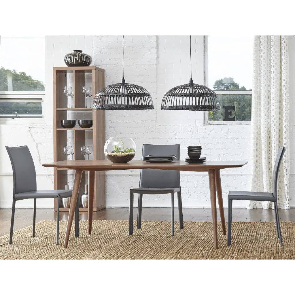Set of Two Gray Upholstered Leather Dining Side Chairs - GreatEagleInc
