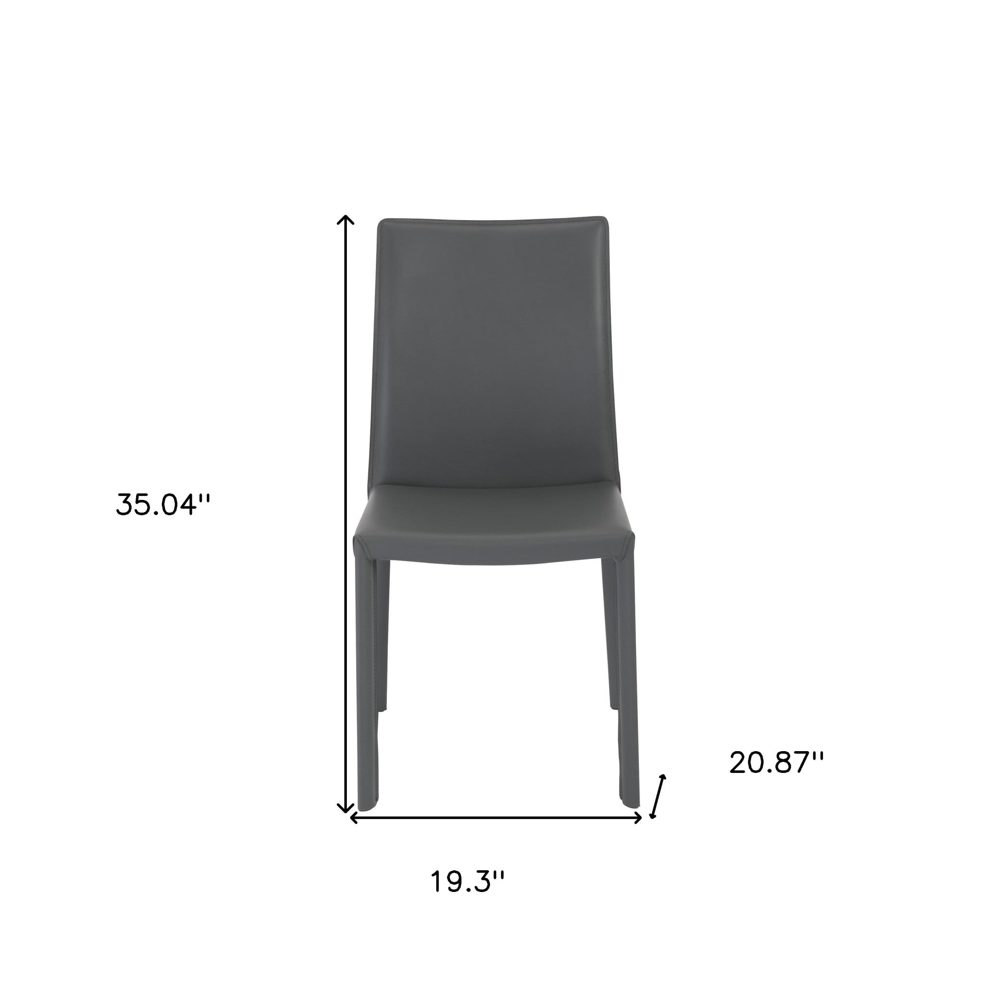 Set of Two Gray Upholstered Leather Dining Side Chairs - GreatEagleInc