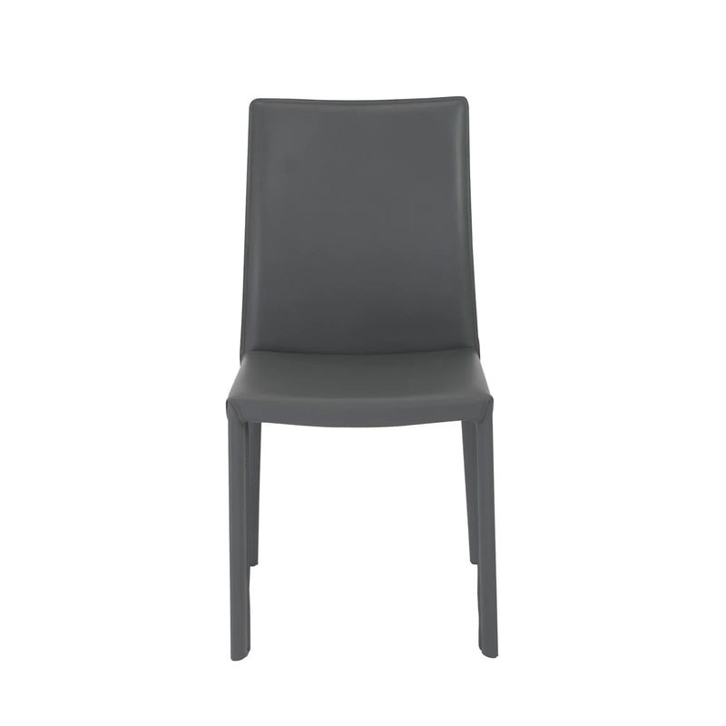 Set of Two Gray Upholstered Leather Dining Side Chairs - GreatEagleInc