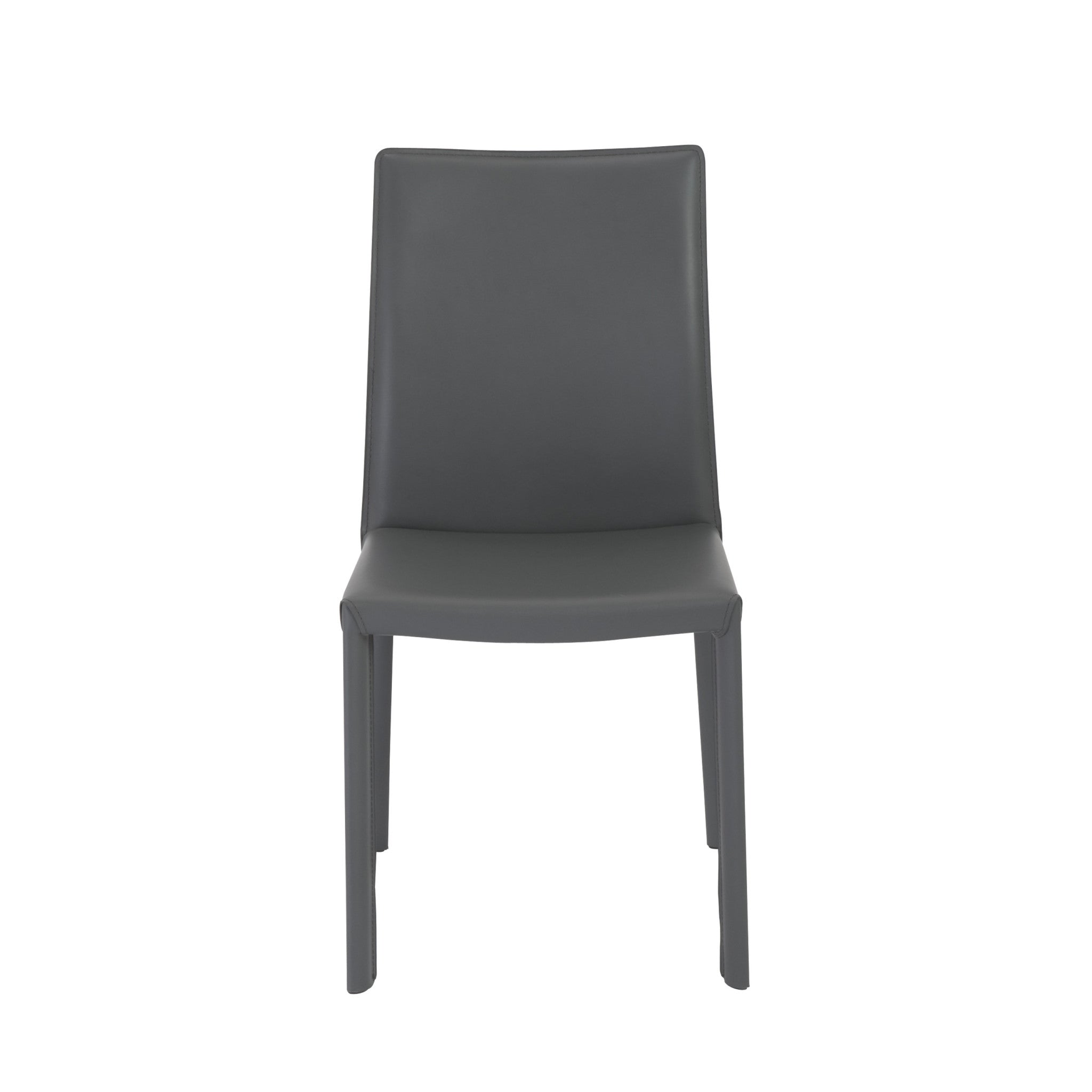 Set of Two Gray Upholstered Leather Dining Side Chairs - GreatEagleInc