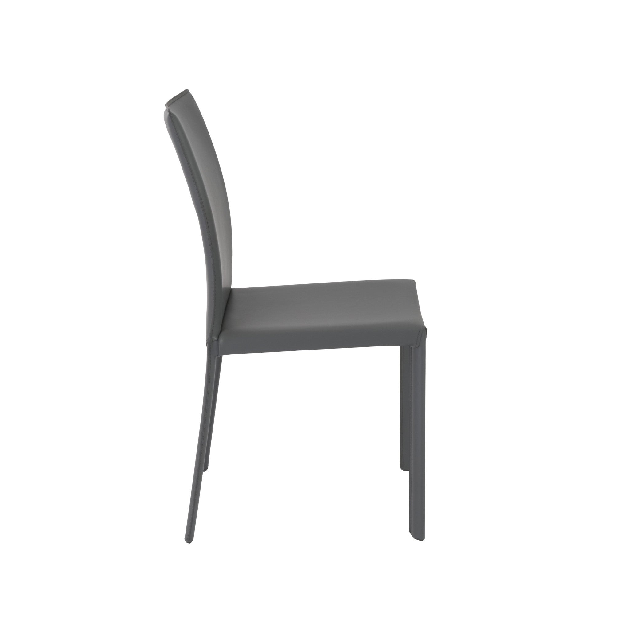 Set of Two Gray Upholstered Leather Dining Side Chairs - GreatEagleInc