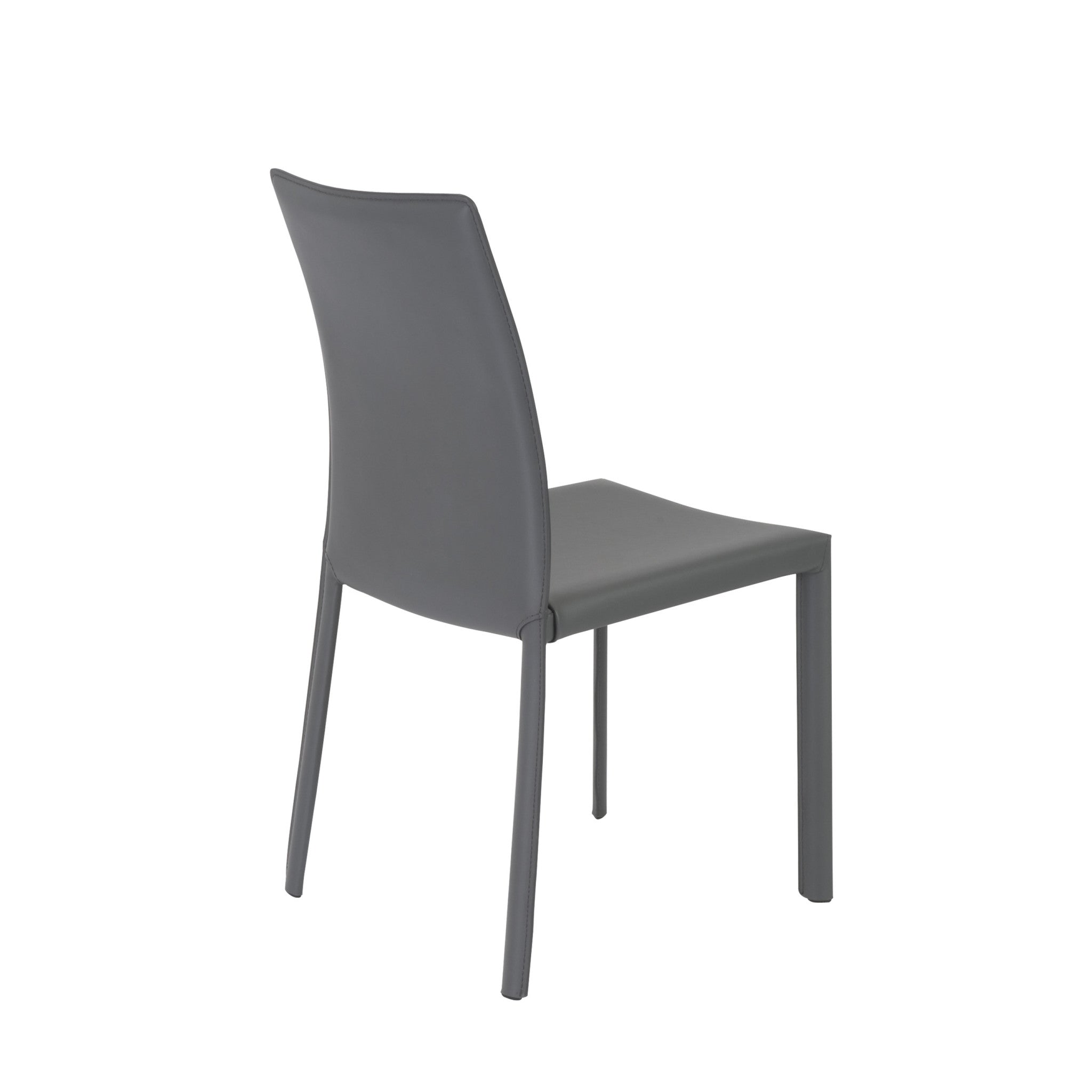 Set of Two Gray Upholstered Leather Dining Side Chairs - GreatEagleInc