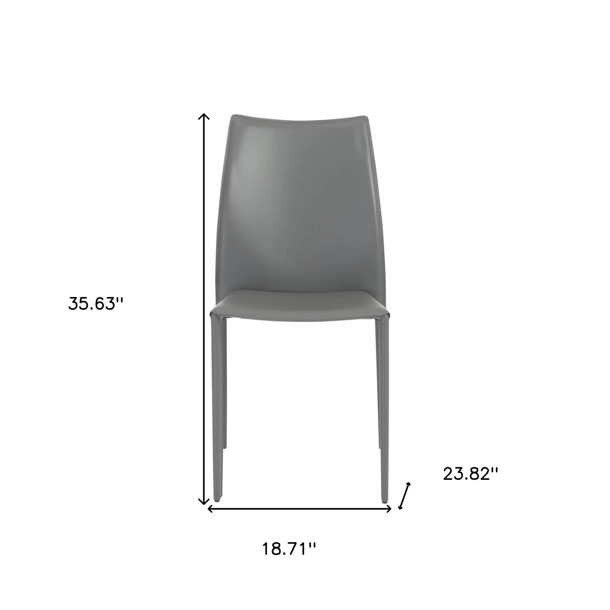 Set of Two Gray Upholstered Leather Dining Side Chairs Homeroots Kitchen & Dining