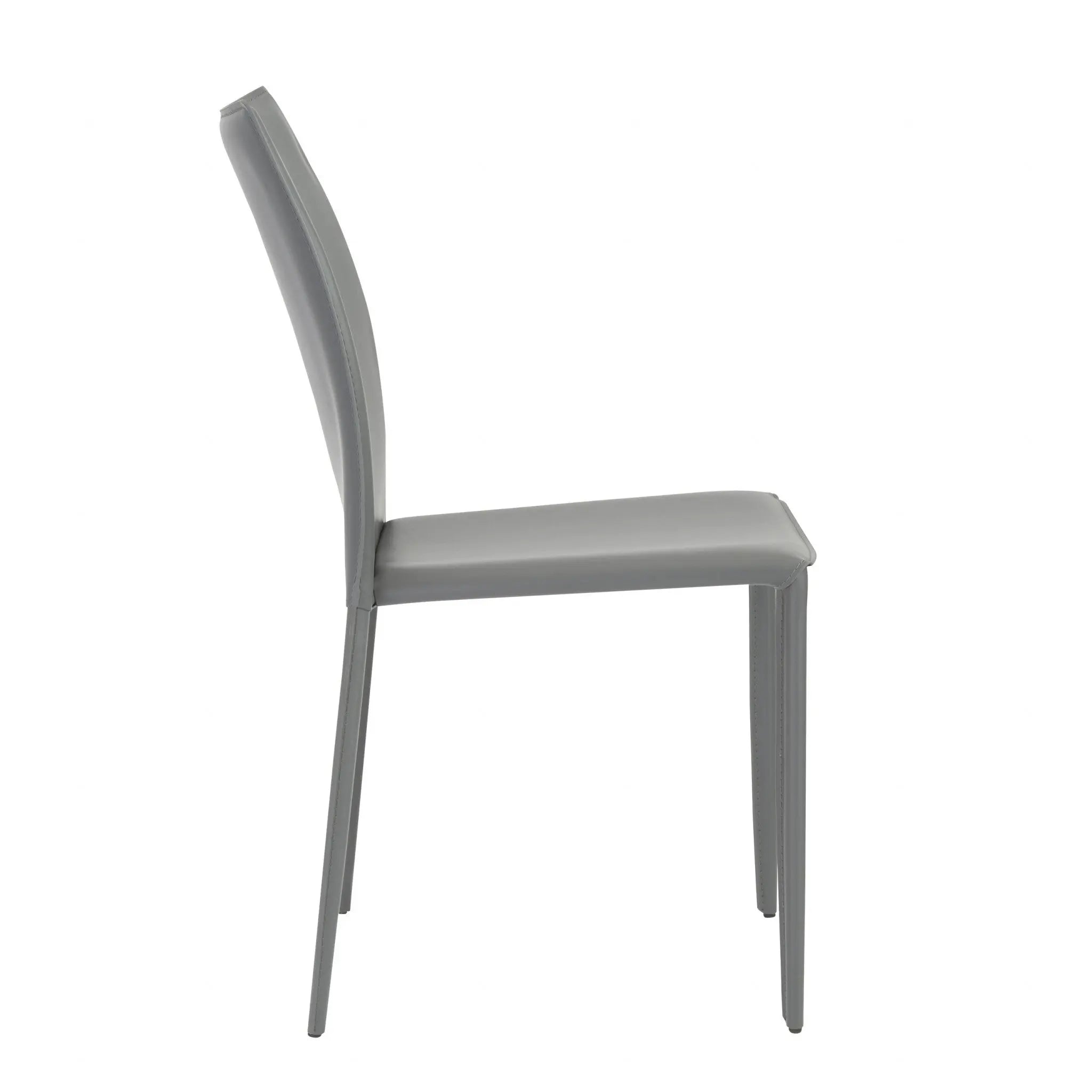 Set of Two Gray Upholstered Leather Dining Side Chairs Homeroots Kitchen & Dining