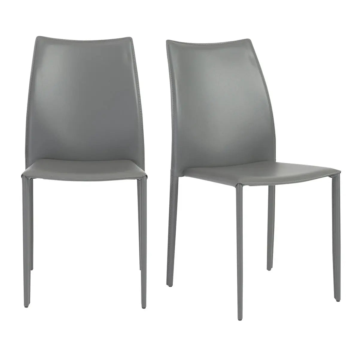 Set of Two Gray Upholstered Leather Dining Side Chairs Homeroots Kitchen & Dining