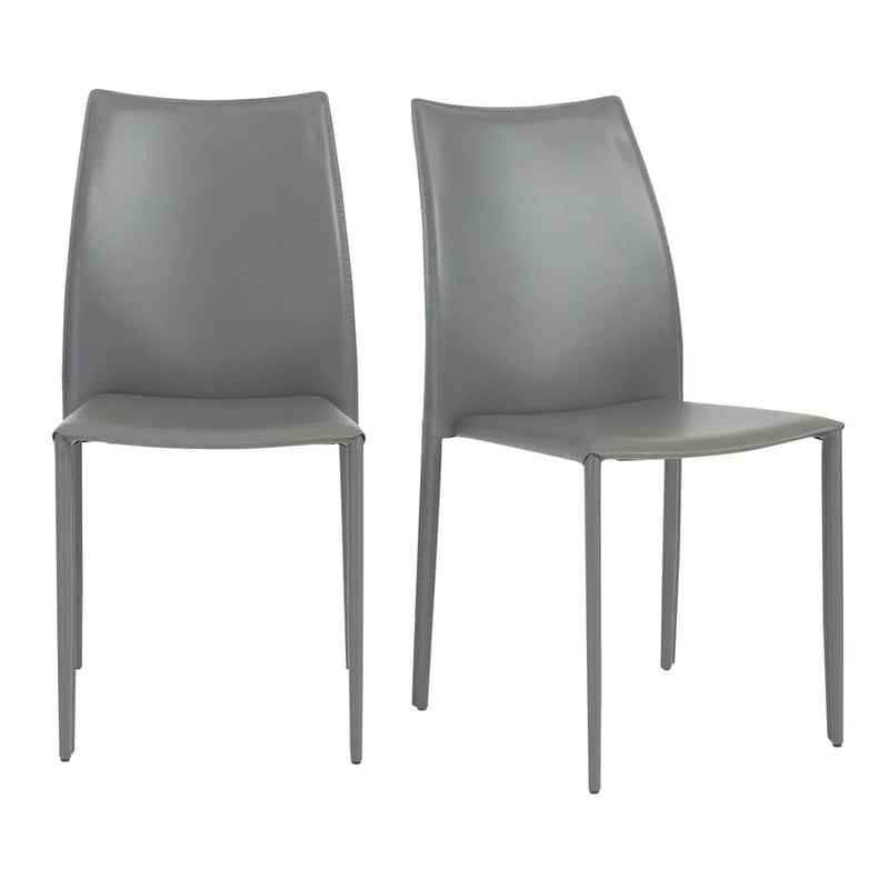 Set of Two Gray Upholstered Leather Dining Side Chairs Homeroots Kitchen & Dining