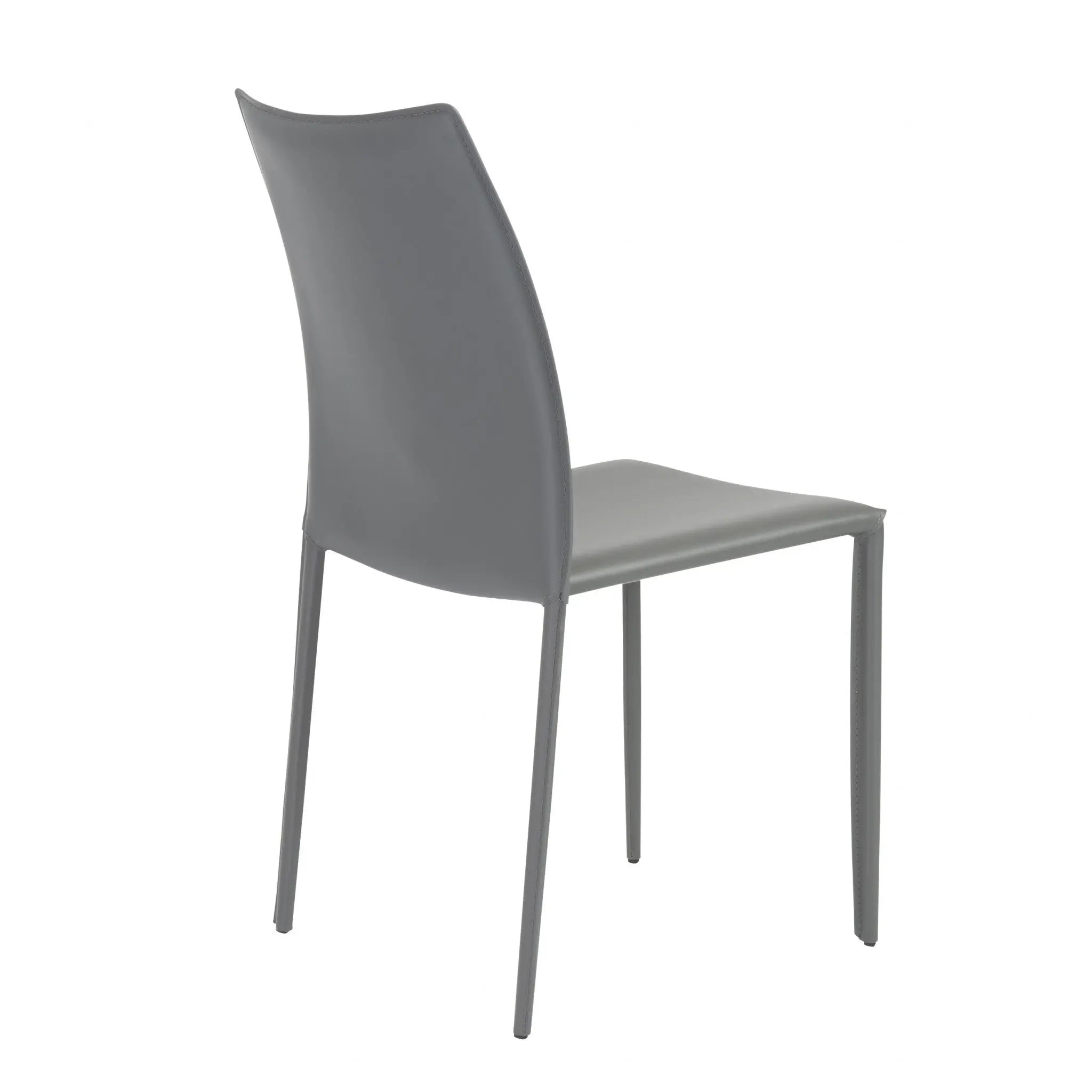 Set of Two Gray Upholstered Leather Dining Side Chairs Homeroots Kitchen & Dining