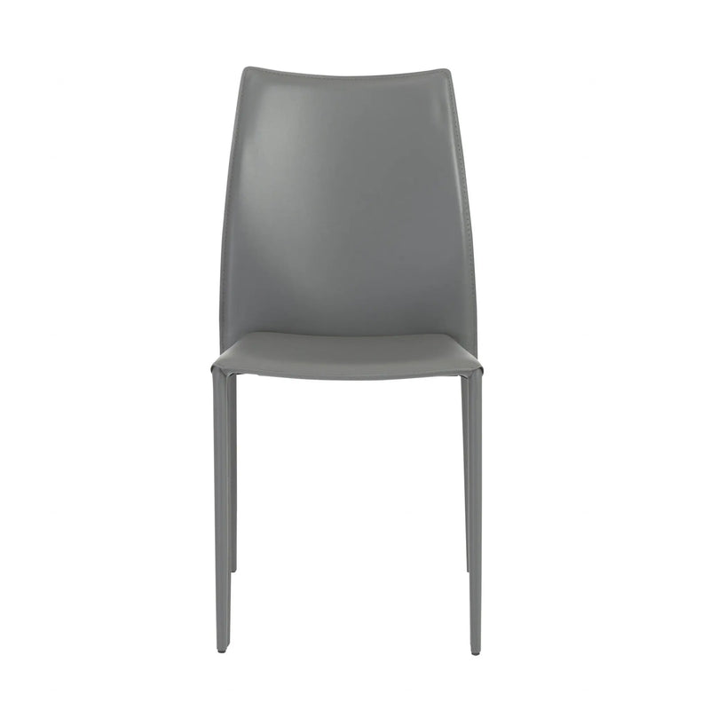 Set of Two Gray Upholstered Leather Dining Side Chairs Homeroots Kitchen & Dining