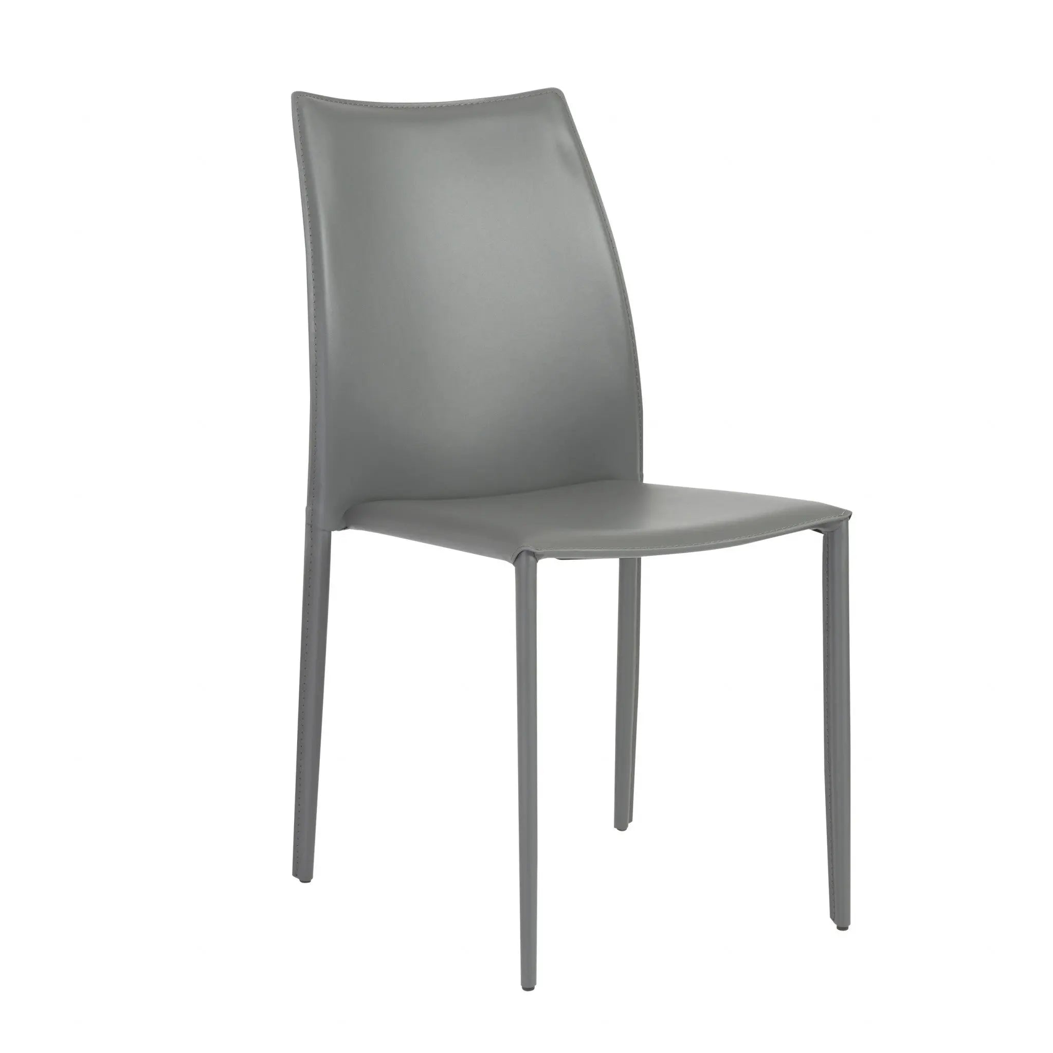 Set of Two Gray Upholstered Leather Dining Side Chairs Homeroots Kitchen & Dining