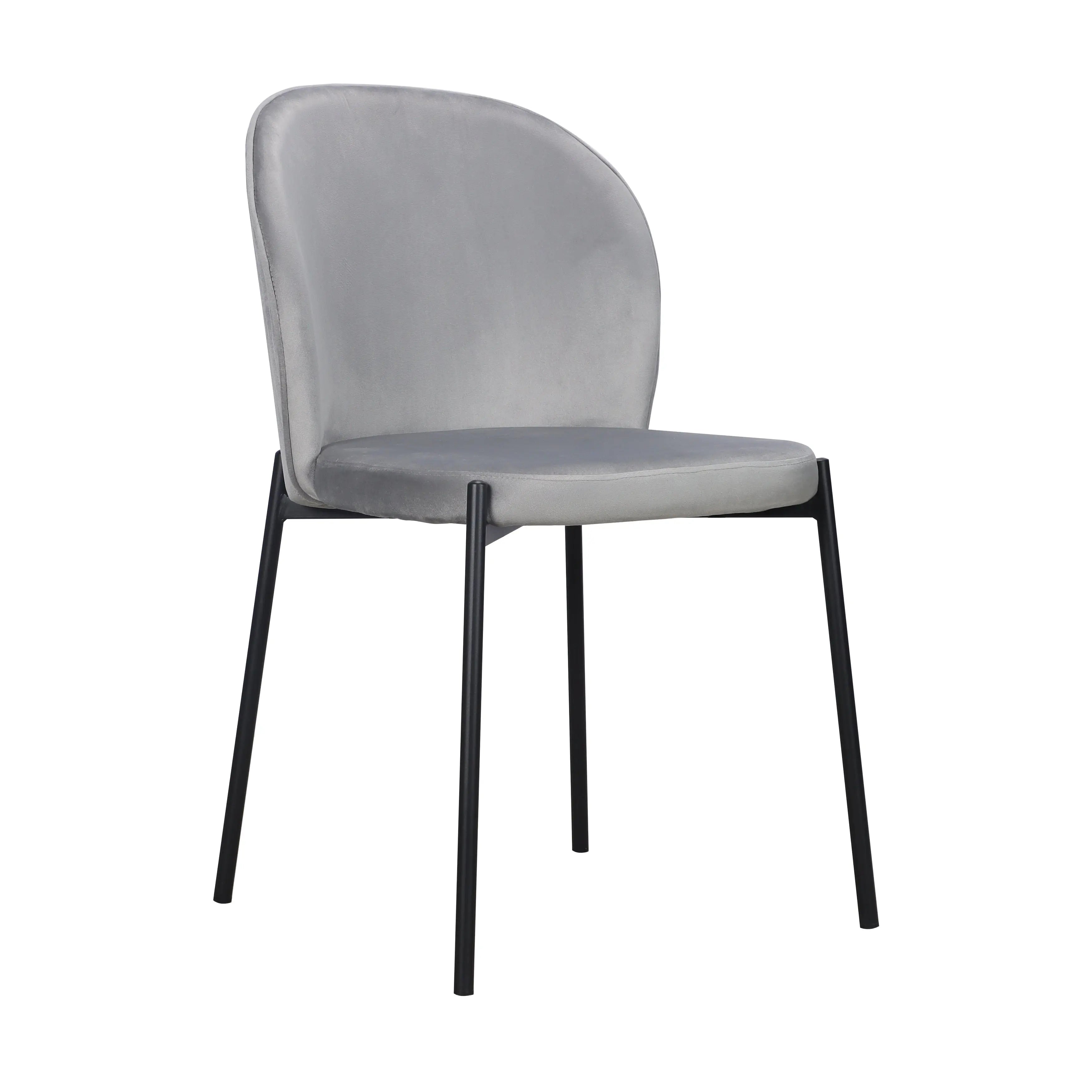 Set of Two Gray Velvet Dining Side Chairs Homeroots Kitchen & Dining