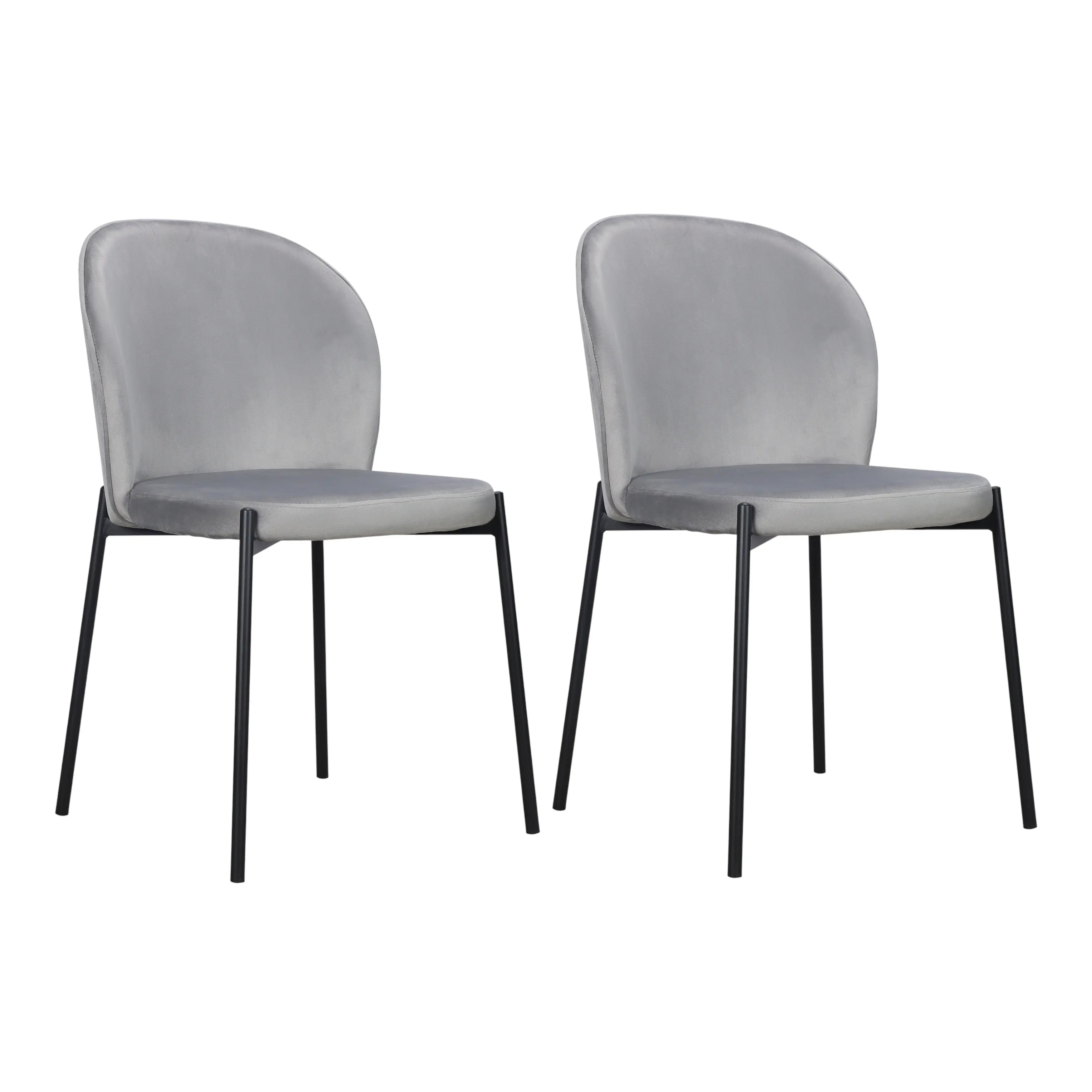 Set of Two Gray Velvet Dining Side Chairs Homeroots Kitchen & Dining
