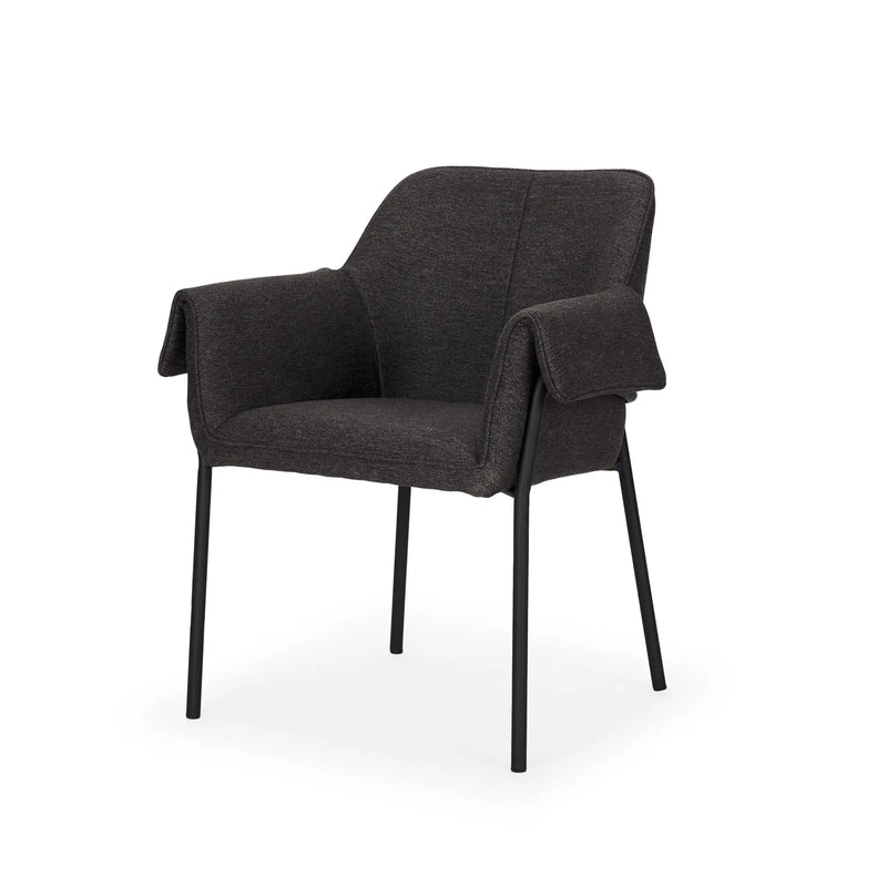 Set of Two Gray and Black Fabric Dining Arm Chairs Homeroots Kitchen & Dining