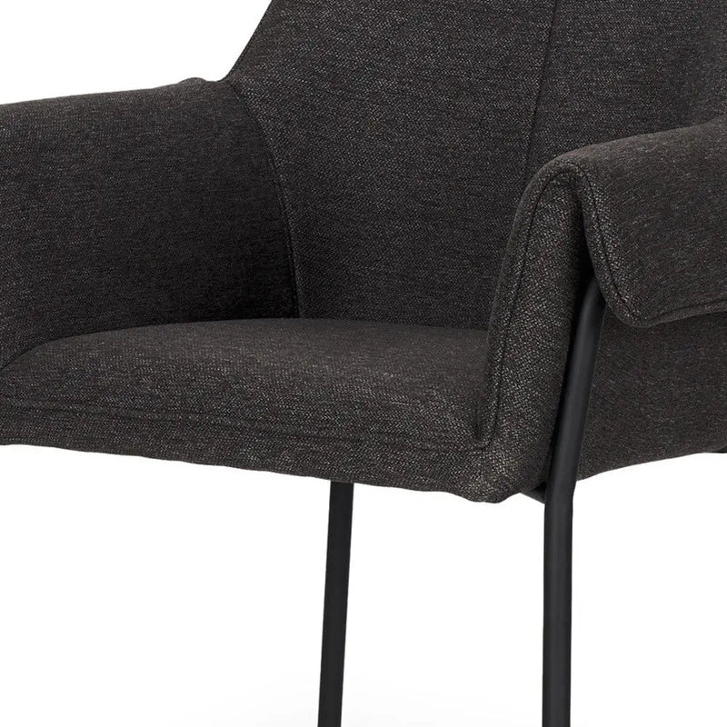 Set of Two Gray and Black Fabric Dining Arm Chairs Homeroots Kitchen & Dining