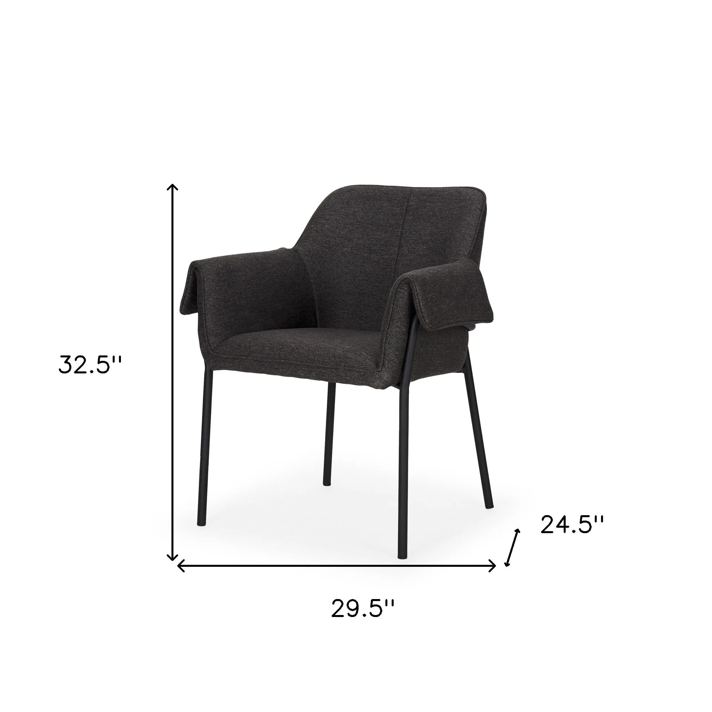 Set of Two Gray and Black Fabric Dining Arm Chairs Homeroots Kitchen & Dining