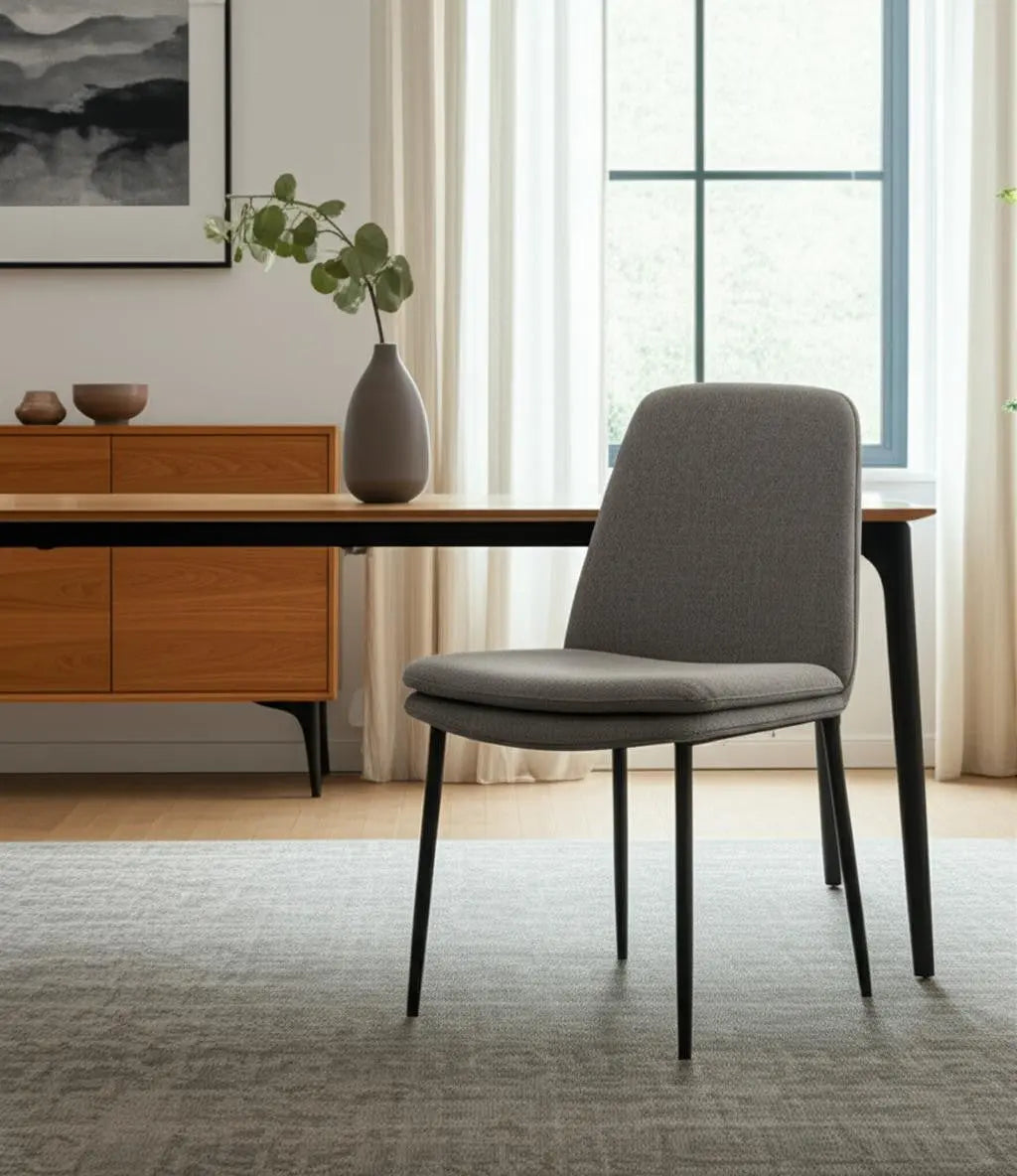 Set of Two Gray and Black Fabric Dining Side Chairs Homeroots Kitchen & Dining