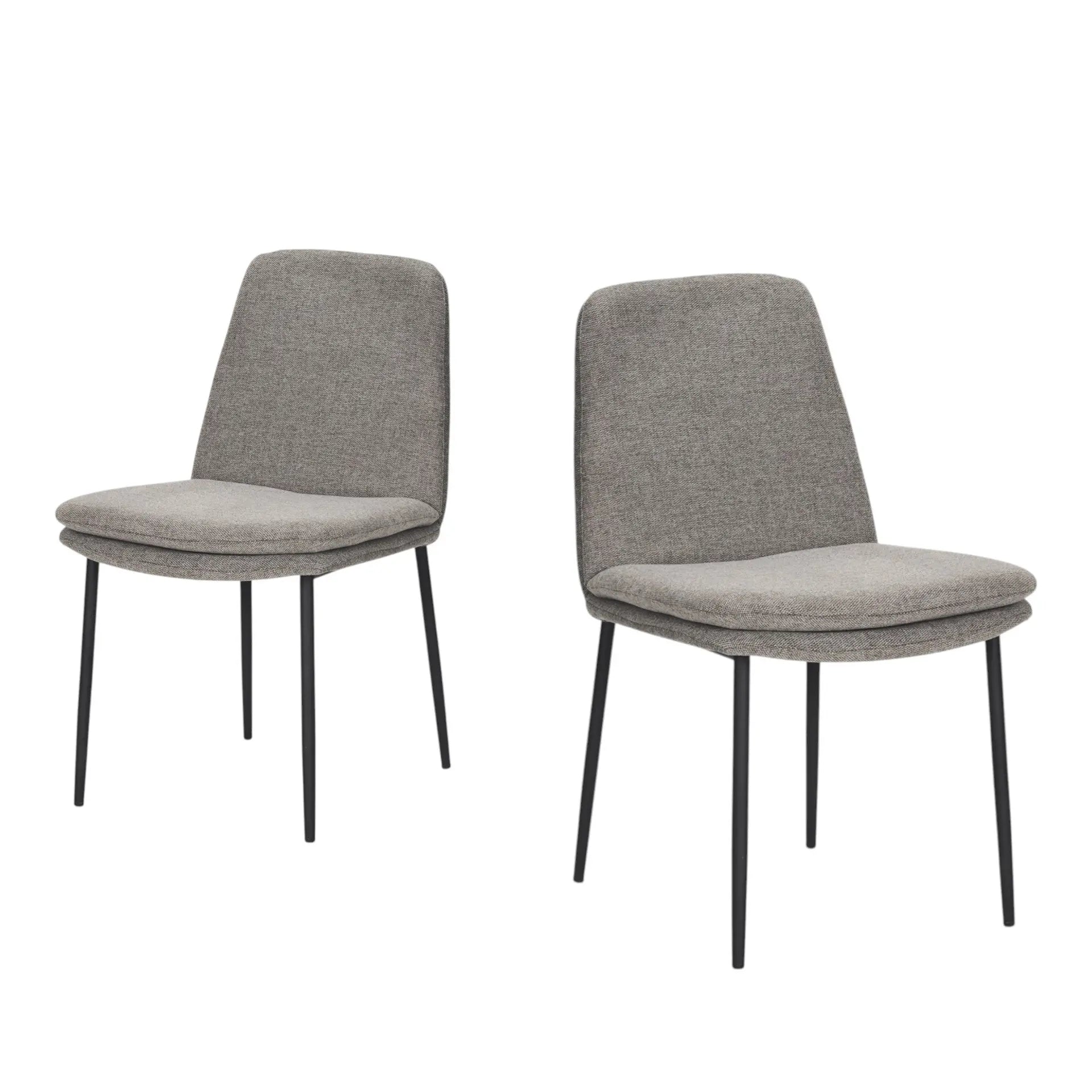 Set of Two Gray and Black Fabric Dining Side Chairs Homeroots Kitchen & Dining
