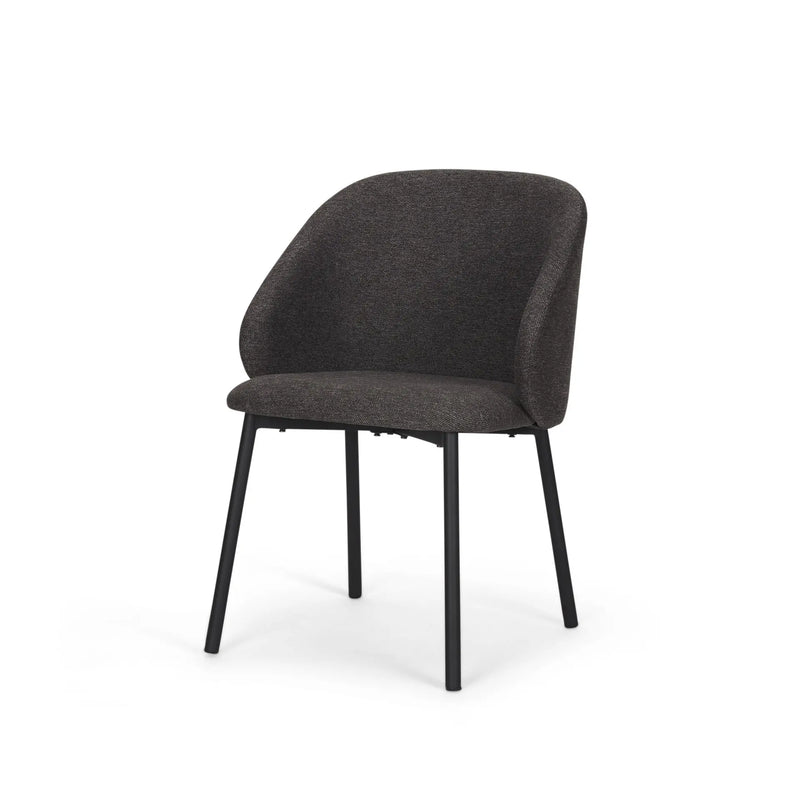 Set of Two Gray and Black Fabric Dining Side Chairs Homeroots Kitchen & Dining