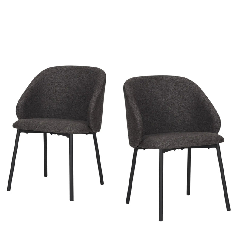 Set of Two Gray and Black Fabric Dining Side Chairs Homeroots Kitchen & Dining
