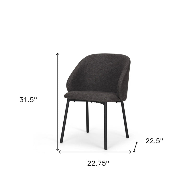 Set of Two Gray and Black Fabric Dining Side Chairs Homeroots Kitchen & Dining