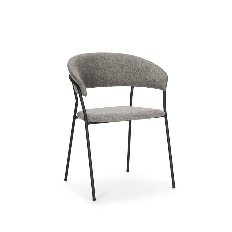 Set of Two Gray and Black Fabric Open Back Dining Arm Chairs Homeroots Kitchen & Dining