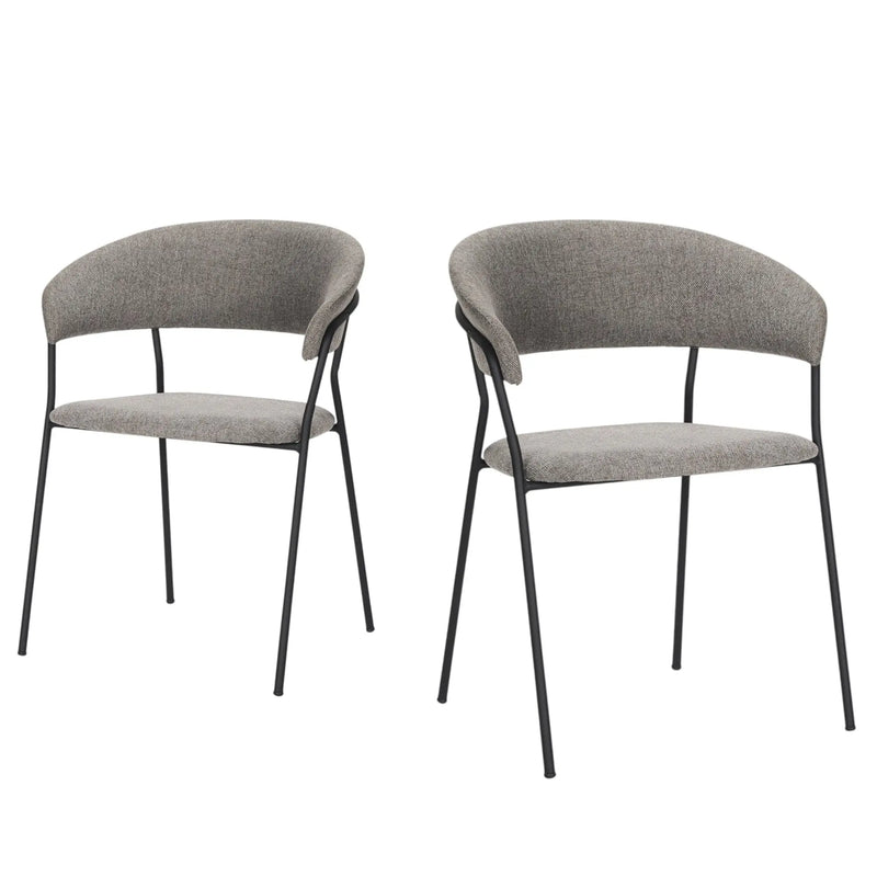 Set of Two Gray and Black Fabric Open Back Dining Arm Chairs Homeroots Kitchen & Dining