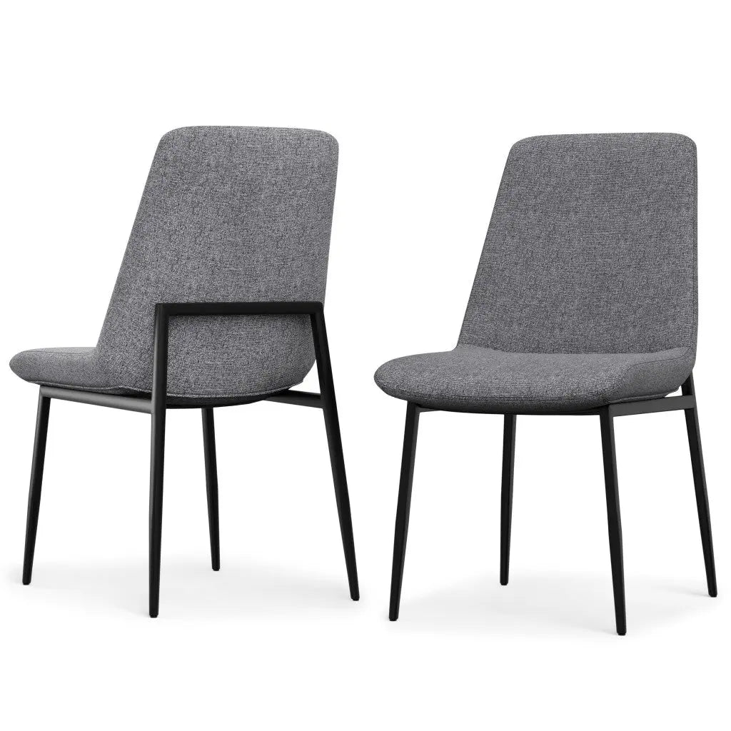 Set of Two Gray and Black Solid Wood Dining Parsons Chairs Homeroots Kitchen & Dining