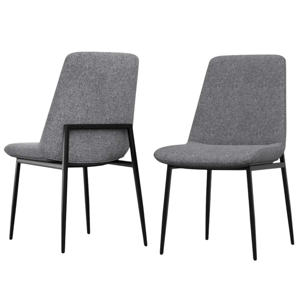 Set of Two Gray and Black Solid Wood Dining Parsons Chairs Homeroots Kitchen & Dining