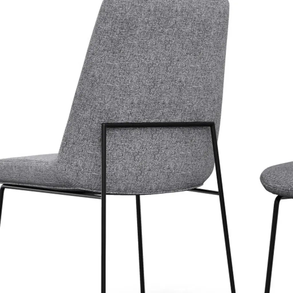 Set of Two Gray and Black Steel Dining Parsons Chairs Homeroots Kitchen & Dining
