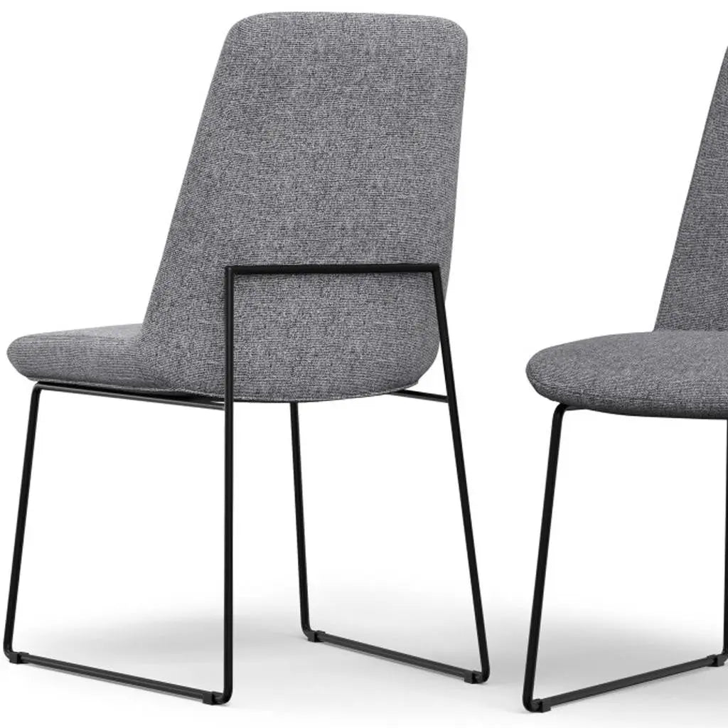 Set of Two Gray and Black Steel Dining Parsons Chairs Homeroots Kitchen & Dining