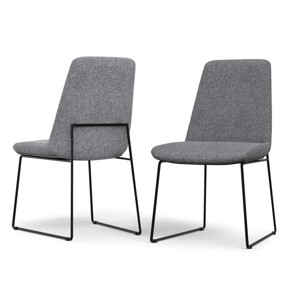 Set of Two Gray and Black Steel Dining Parsons Chairs Homeroots Kitchen & Dining